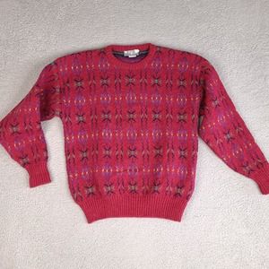 Craftcentre Cymru Wool Hand Knit Sweater Mens Large Red Jumper Made‎ in Britain